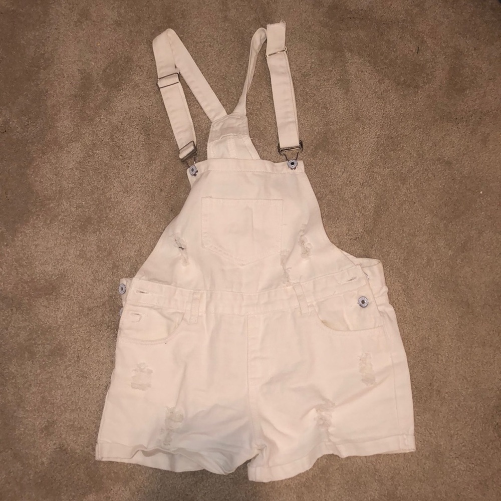 off-white distressed overall shorts!